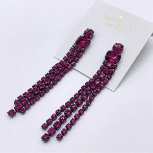 Kate Spade Glitzville Fuchsia Crystal Fringe Earrings NWT